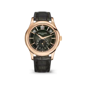 Patek Philippe Annual Calendar Moonphase Rose Gold Brown Leather Men's Watch 5205R-001 40mm